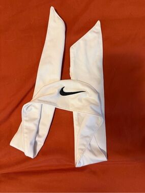 Nike White Headband with Black Swoosh